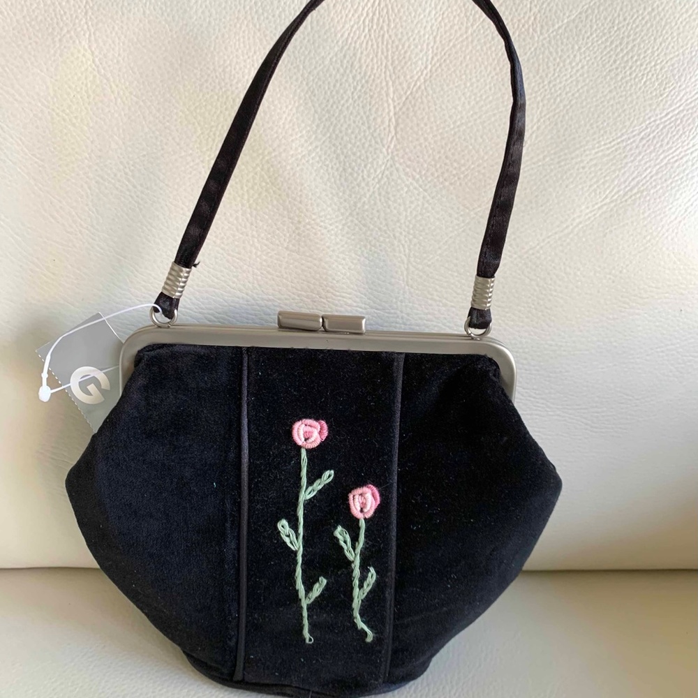 NWT - Black velvet evening clutch
